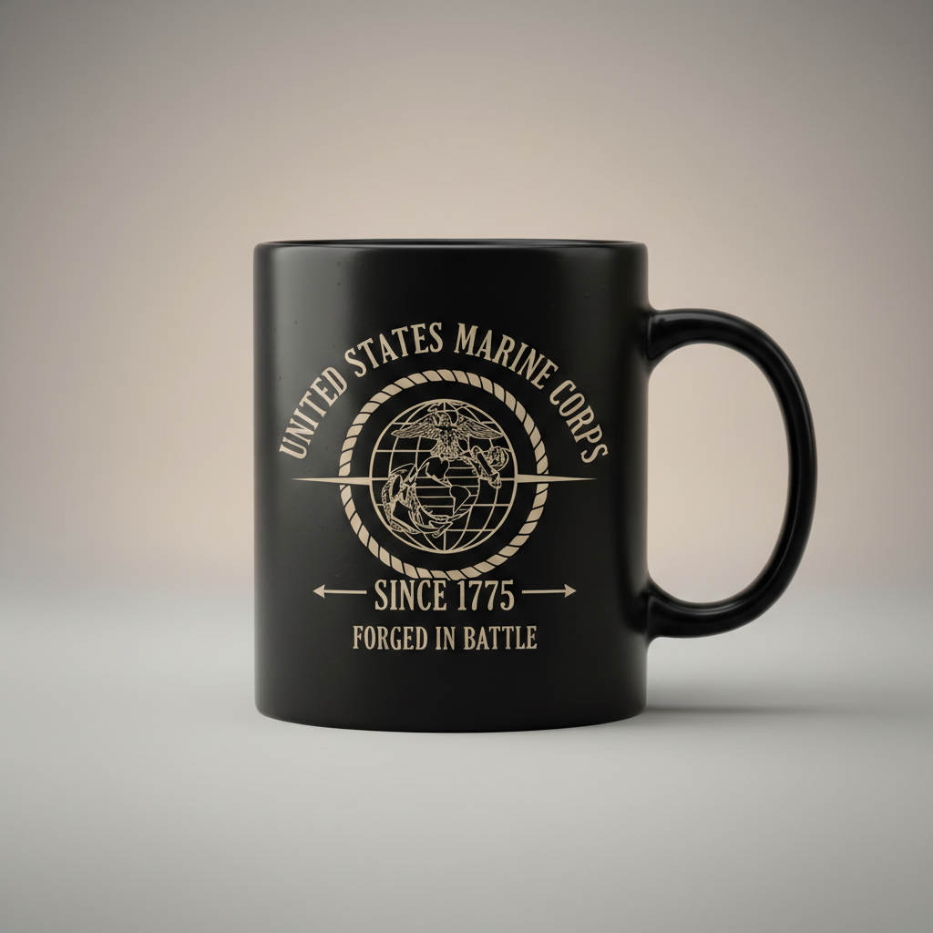 Personalized USMC Rope EGA Mug - Custom "Forged In Battle" Marine Cup - America 250 Veteran Gift