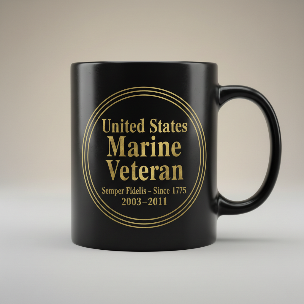 Personalized US Marine Veteran Circle Badge Mug - Custom Service Years Semper Fi Cup - America 250 Gift