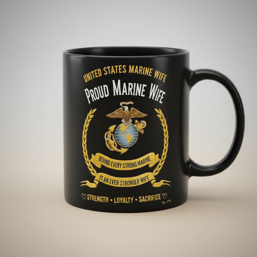 Personalized Proud Marine Wife Mug - Custom "Stronger Wife" Spouse Cup - America 250 Military Gift