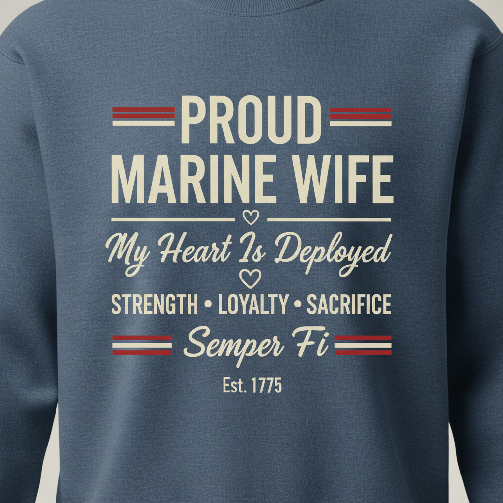 Proud Marine Mom Dad Sweatshirt - RED Friday Shirt for Deployment Support - US Marine Corps Semper Fidelis Crewneck Sweater