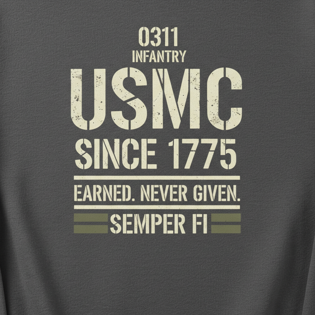 United States Marine Corps 0311 Infantry Pullover - USMC Since 1775 Military Sweatshirt