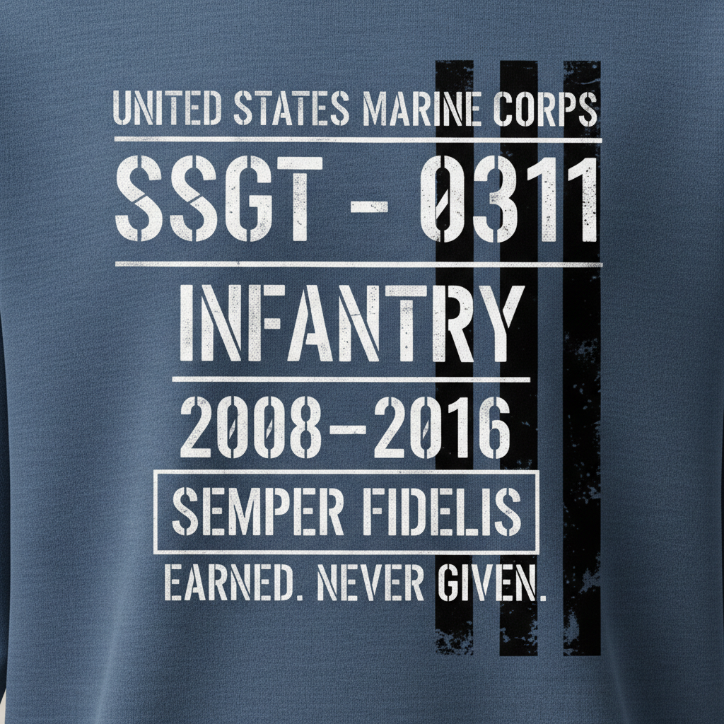 USMC Veteran Sweatshirt - Marine Corps Infantry SSGT 0311 Pullover