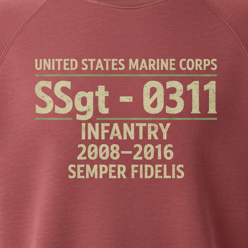 United States Marine Corps 0311 Infantry Sweatshirt - Semper Fidelis Veteran Pride Pullover