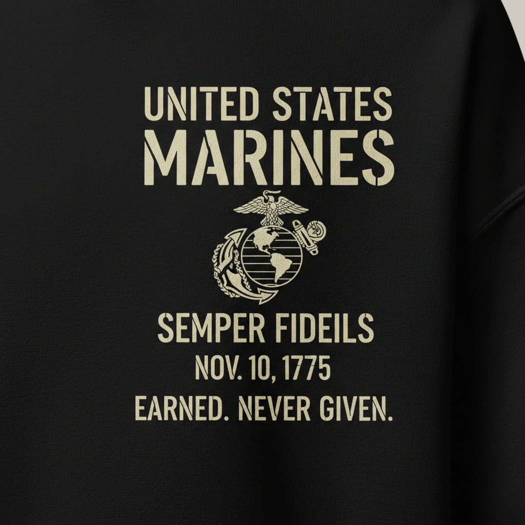 USMC Signature Emblem Black Hoodie