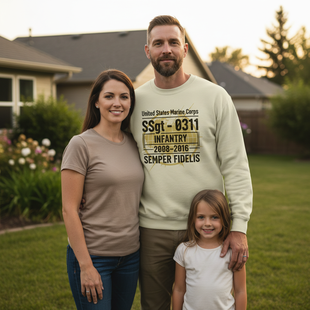 Distressed Marine Corps Infantry Veteran Graphic Crewneck