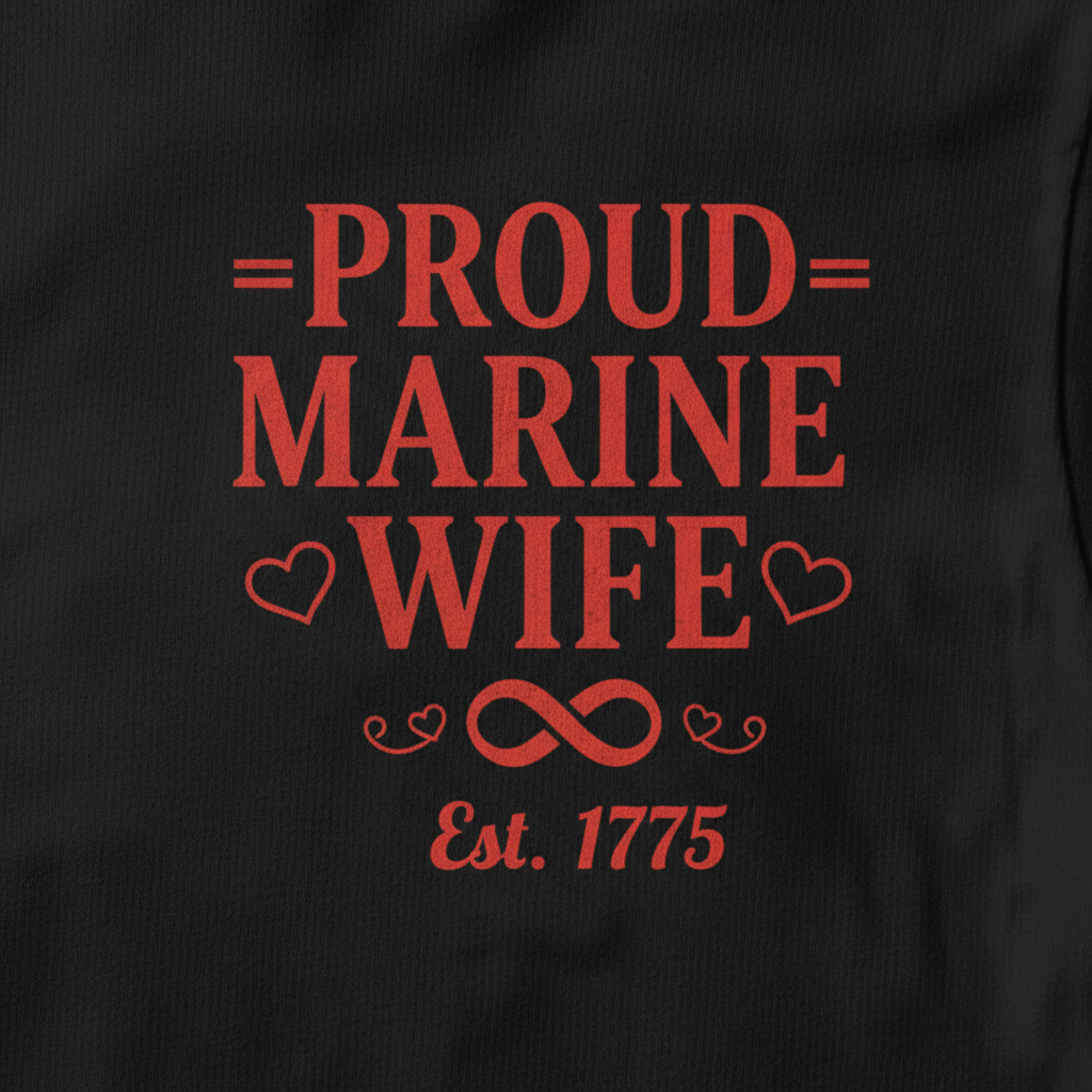 Proud Marine Wife "My Heart Is Deployed" Semper Fi Tee