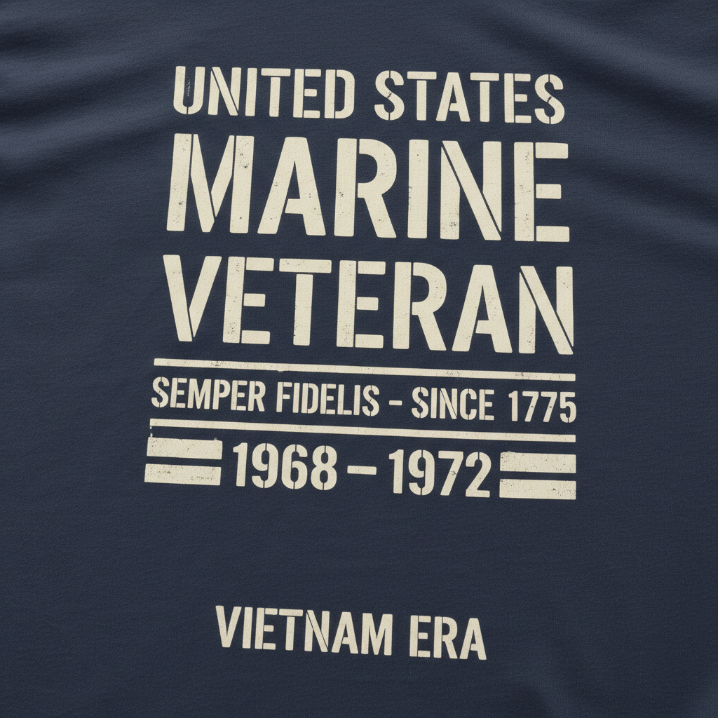 U.S. Marine Veteran T-Shirt - Vietnam Era 1968-1972 - Semper Fidelis Navy Tee