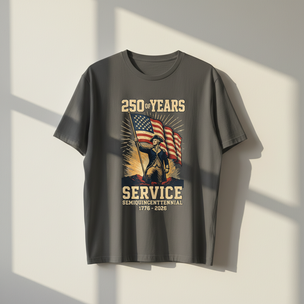 250 Years of Service — Honoring the Semiquincentennial Legacy of Courage, Sacrifice, and the American Spirit (1776–2026) T-Shirt