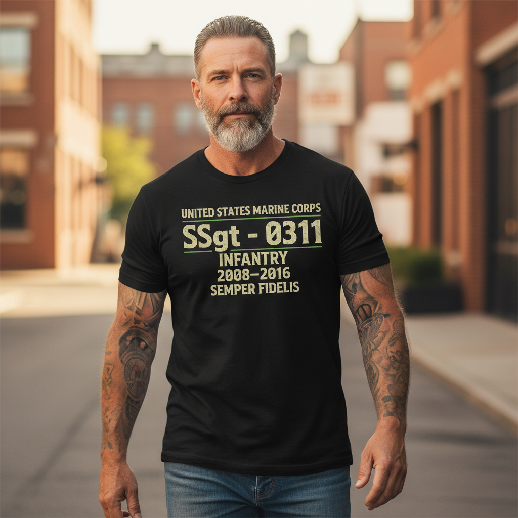USMC "Semper Fidelis" SSgt 0311 Infantry Veteran 2008-2016 Tee