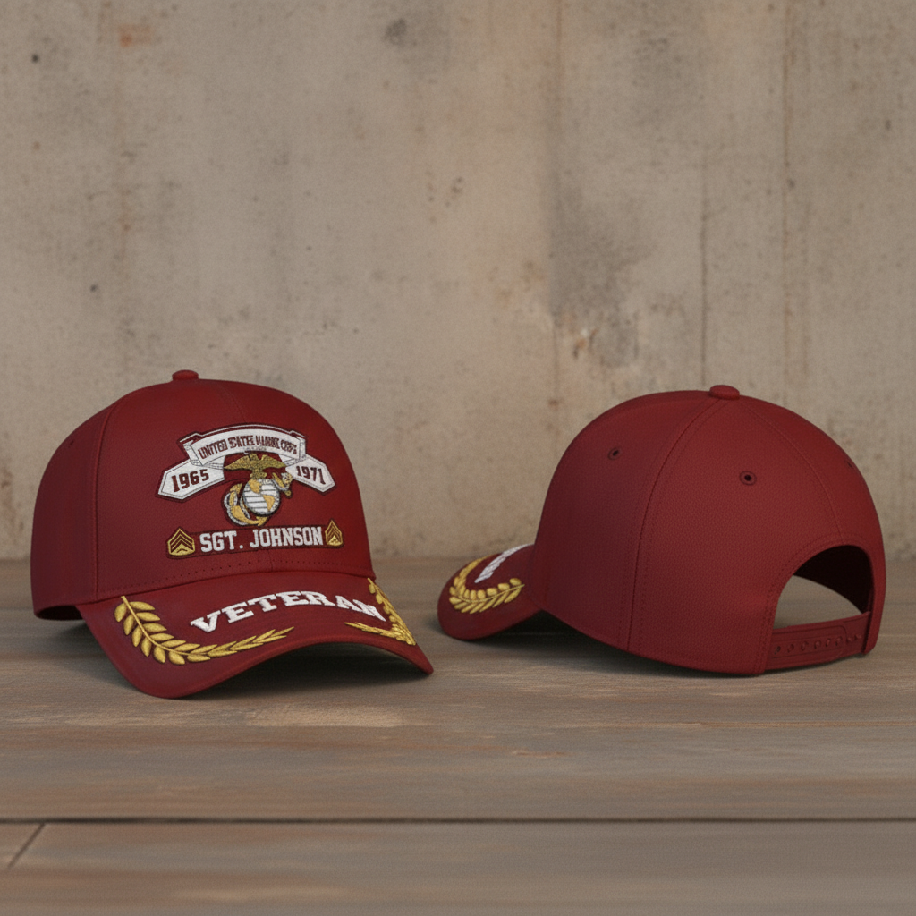 Custom Name & Year US Marine Corps Veteran Embroidered Hat