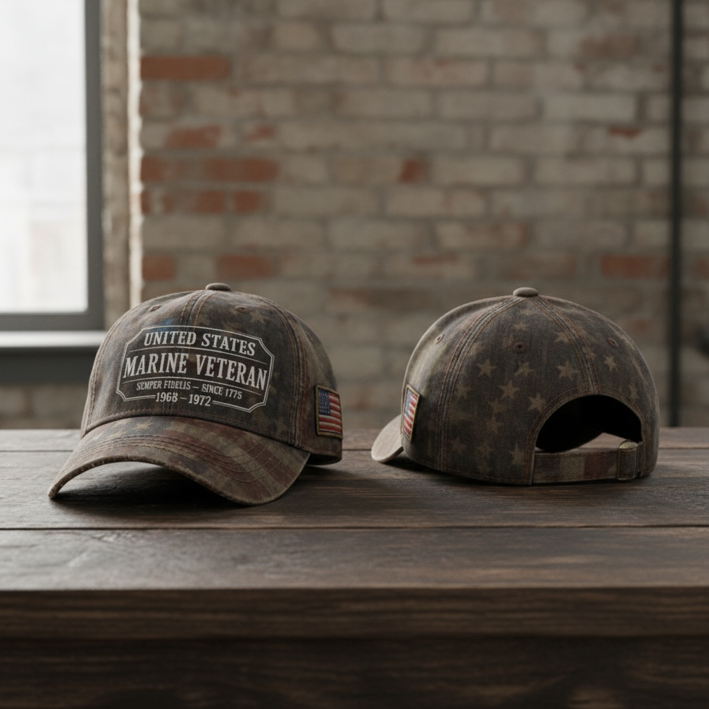 Custom Service Years Marine Veteran Vintage Dad Hat