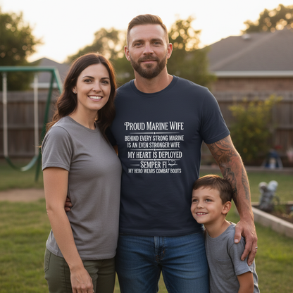Proud Marine Wife T-Shirt - USMC Military Spouse Gift - Semper Fi Tee