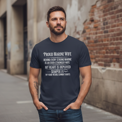 Proud Marine Wife T-Shirt - USMC Military Spouse Gift - Semper Fi Tee