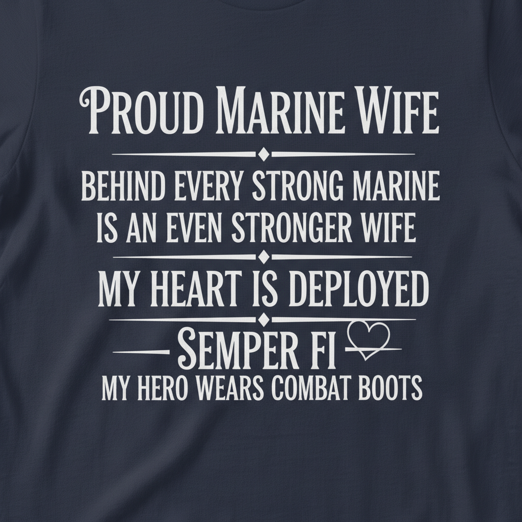 Proud Marine Wife T-Shirt - USMC Military Spouse Gift - Semper Fi Tee