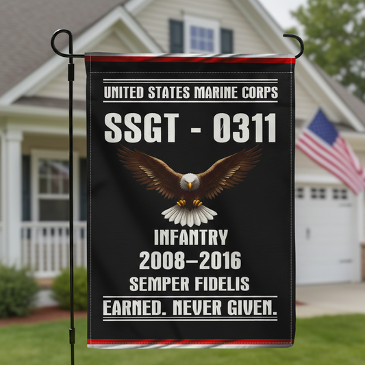 Personalized USMC Veteran Gift - Custom Garden Flag for Marines
