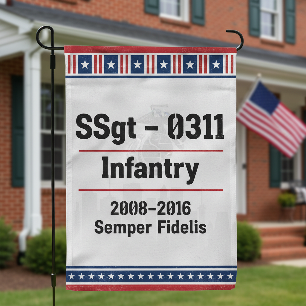 Personalized USMC Veteran Tribute Garden Flag - Honorable Service Custom Display