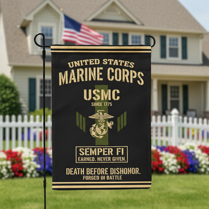 Custom USMC Garden Flag - Proud Marine Corps Veteran Honor & Legacy Display
