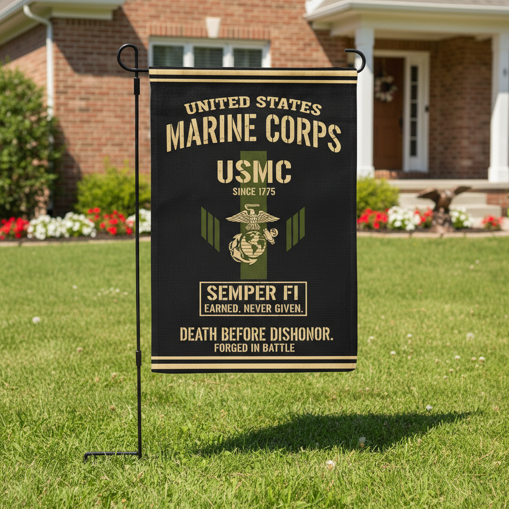 Custom USMC Garden Flag - Proud Marine Corps Veteran Honor & Legacy Display