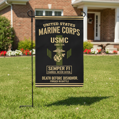 Custom USMC Garden Flag - Proud Marine Corps Veteran Honor & Legacy Display
