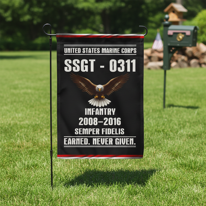 Personalized USMC Veteran Gift - Custom Garden Flag for Marines