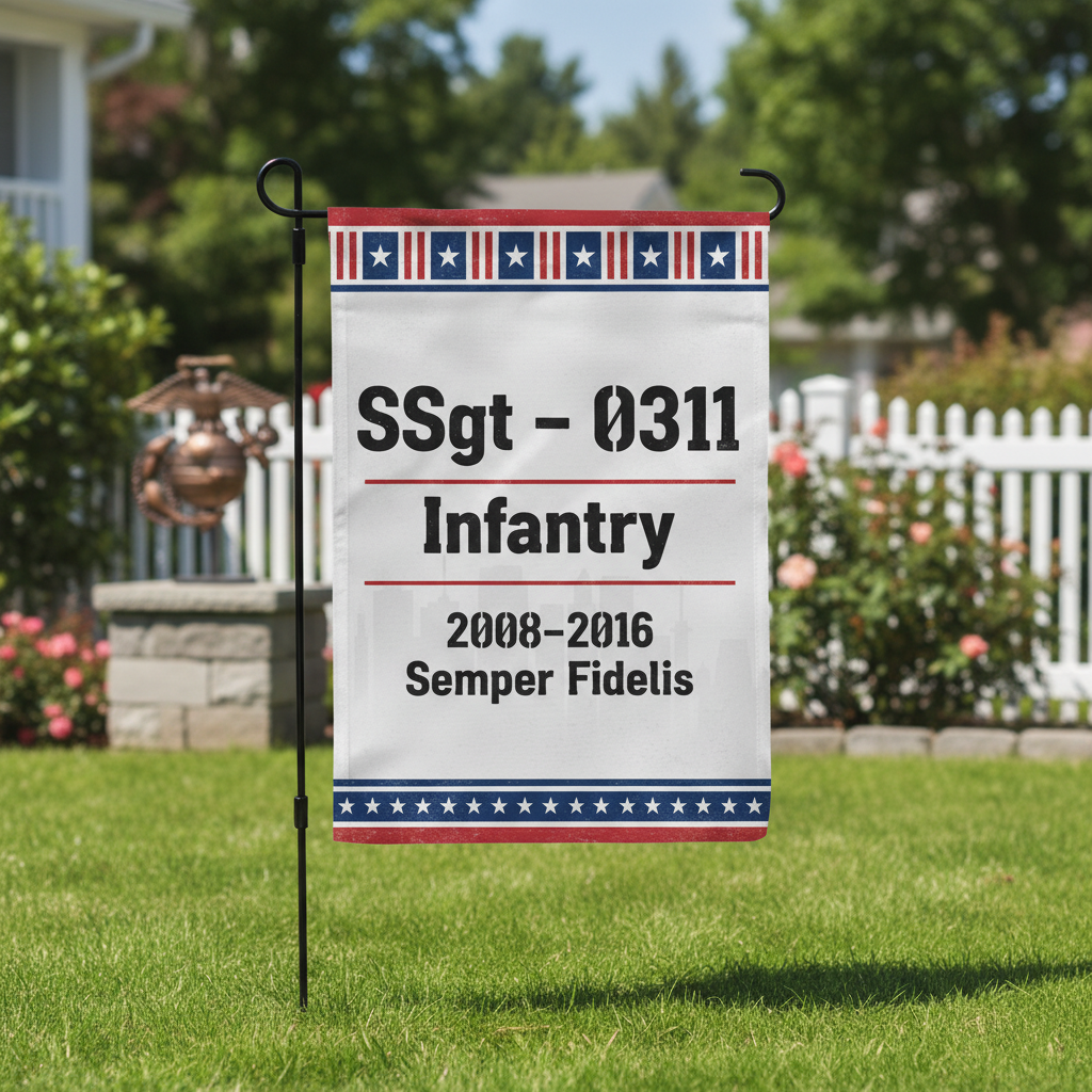 Personalized USMC Veteran Tribute Garden Flag - Honorable Service Custom Display