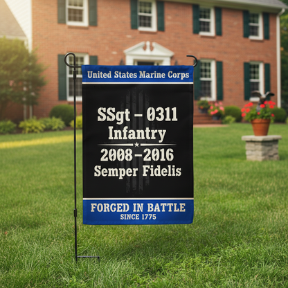 Personalized USMC Infantry Veteran Flag - Honoring Your Service Custom Garden Decor