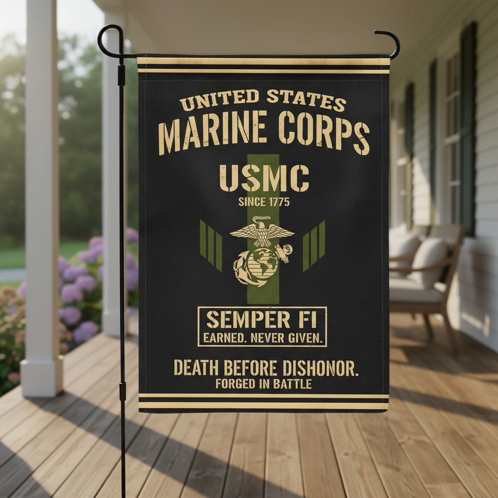 Custom USMC Garden Flag - Proud Marine Corps Veteran Honor & Legacy Display