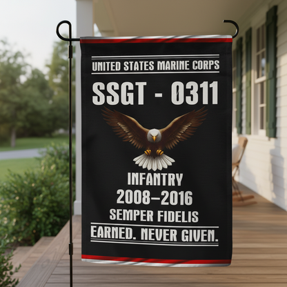 Personalized USMC Veteran Gift - Custom Garden Flag for Marines