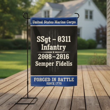 Personalized USMC Infantry Veteran Flag - Honoring Your Service Custom Garden Decor