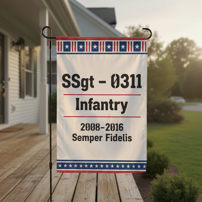 Personalized USMC Veteran Tribute Garden Flag - Honorable Service Custom Display