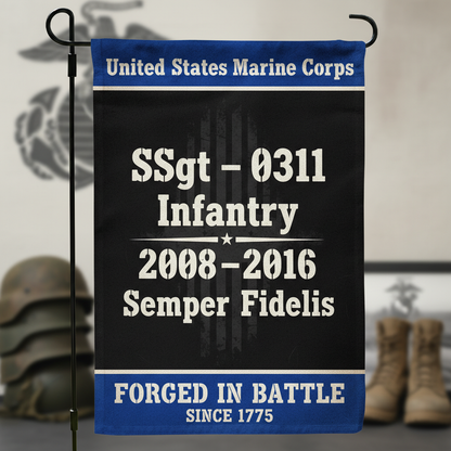 Personalized USMC Infantry Veteran Flag - Honoring Your Service Custom Garden Decor