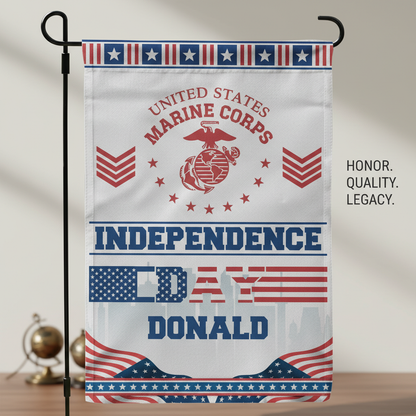 USMC Patriotic Independence Day Flag - Custom Name Honor & Legacy Edition