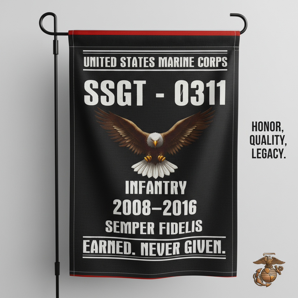 Personalized USMC Veteran Gift - Custom Garden Flag for Marines
