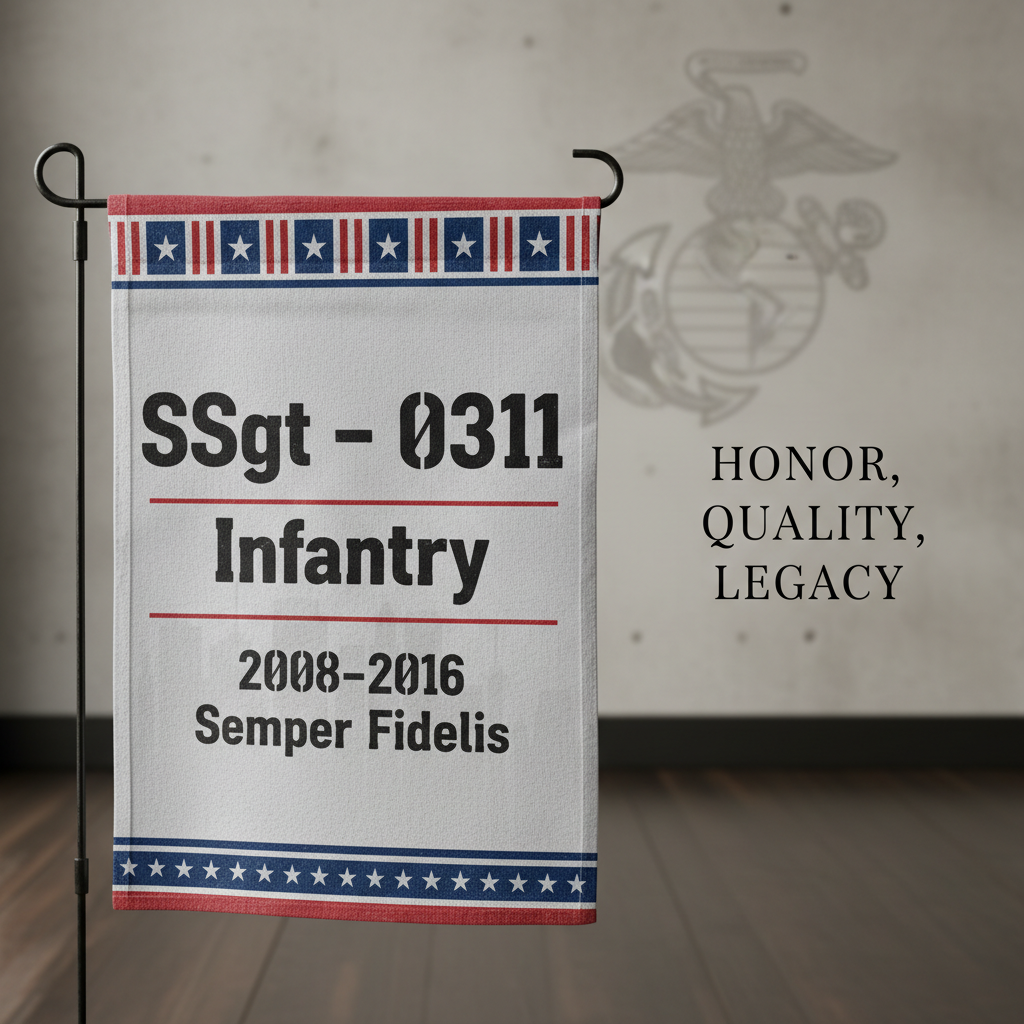 Personalized USMC Veteran Tribute Garden Flag - Honorable Service Custom Display