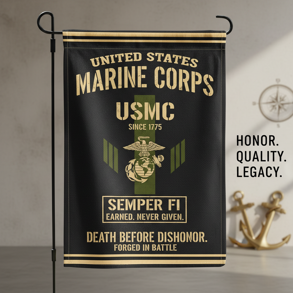 Custom USMC Garden Flag - Proud Marine Corps Veteran Honor & Legacy Display