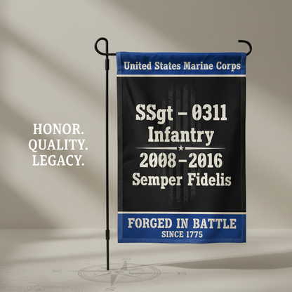 Personalized USMC Infantry Veteran Flag - Honoring Your Service Custom Garden Decor