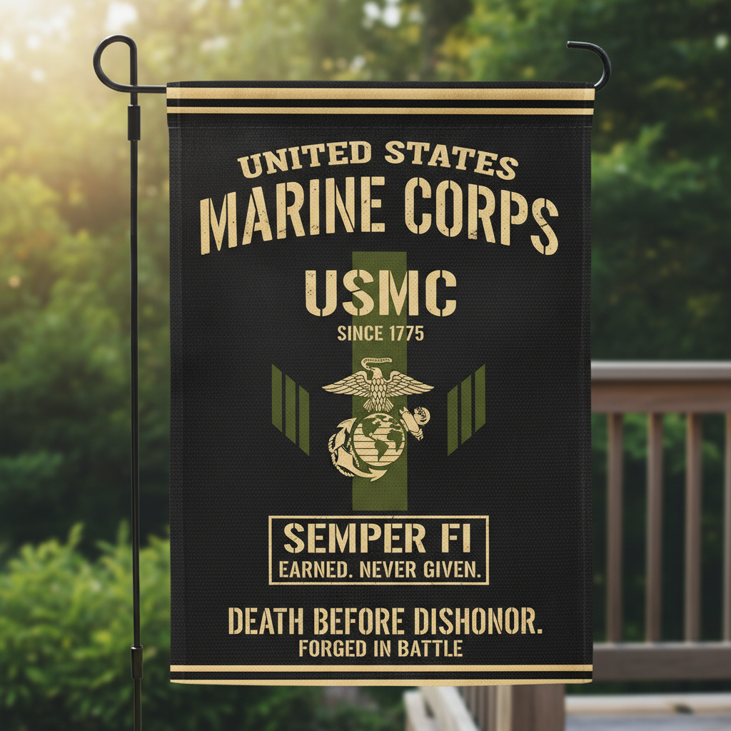 Custom USMC Garden Flag - Proud Marine Corps Veteran Honor & Legacy Display