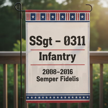 Personalized USMC Veteran Tribute Garden Flag - Honorable Service Custom Display