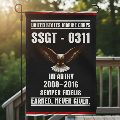 Personalized USMC Veteran Gift - Custom Garden Flag for Marines