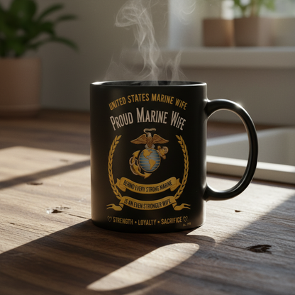 Personalized Proud Marine Wife Mug - Custom "Stronger Wife" Spouse Cup - America 250 Military Gift