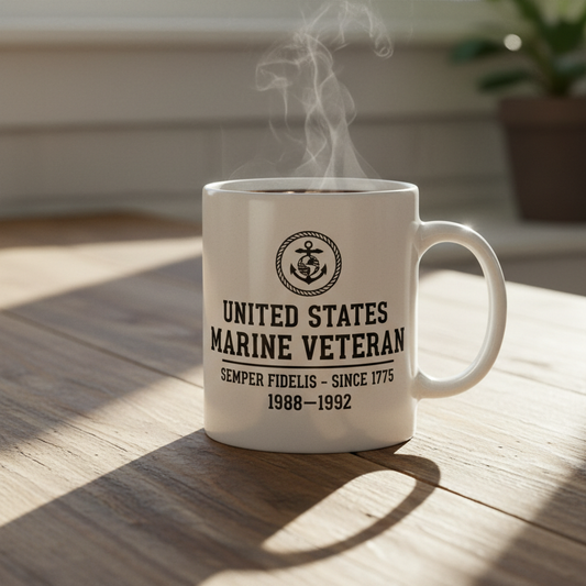 Personalized USMC Rope EGA Mug - Custom "Forged In Battle" Marine Cup - America 250 Veteran Gift