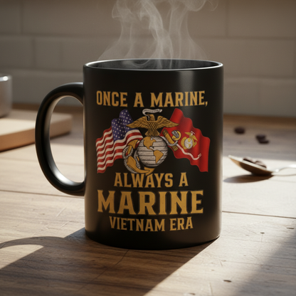 Personalized USMC "Always A Marine" Mug - Custom Crossed Flags EGA Cup - Vietnam Era Veteran Gift