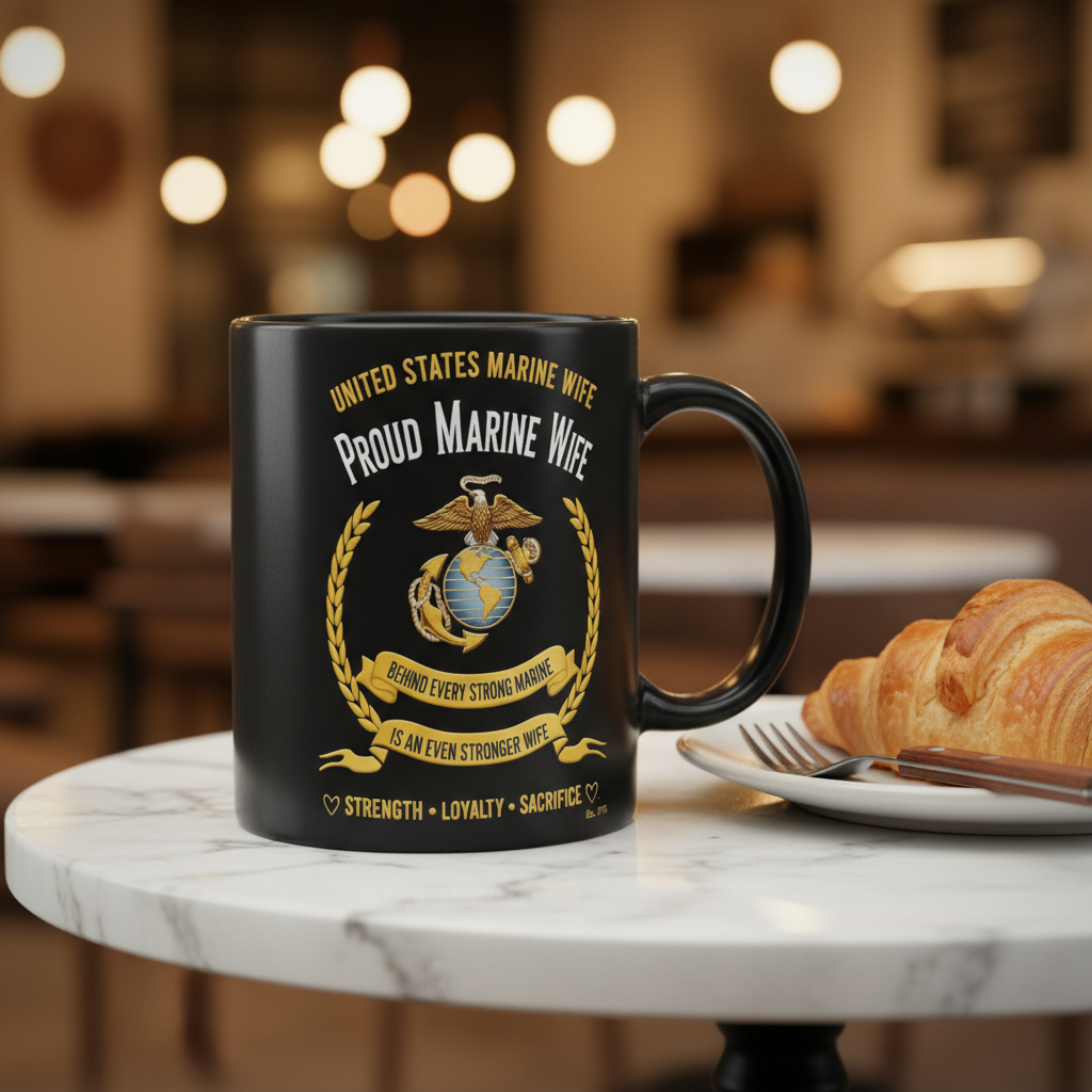 Personalized Proud Marine Wife Mug - Custom "Stronger Wife" Spouse Cup - America 250 Military Gift