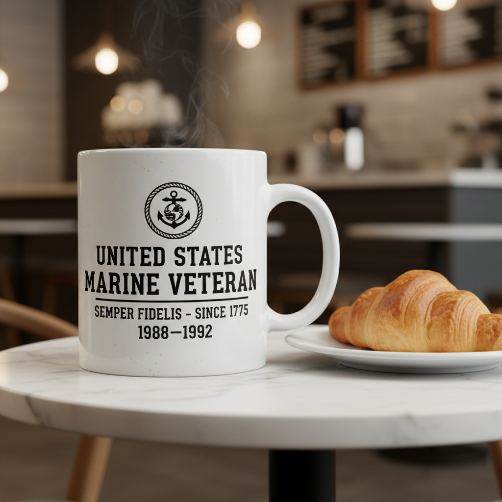 Personalized USMC Rope EGA Mug - Custom "Forged In Battle" Marine Cup - America 250 Veteran Gift