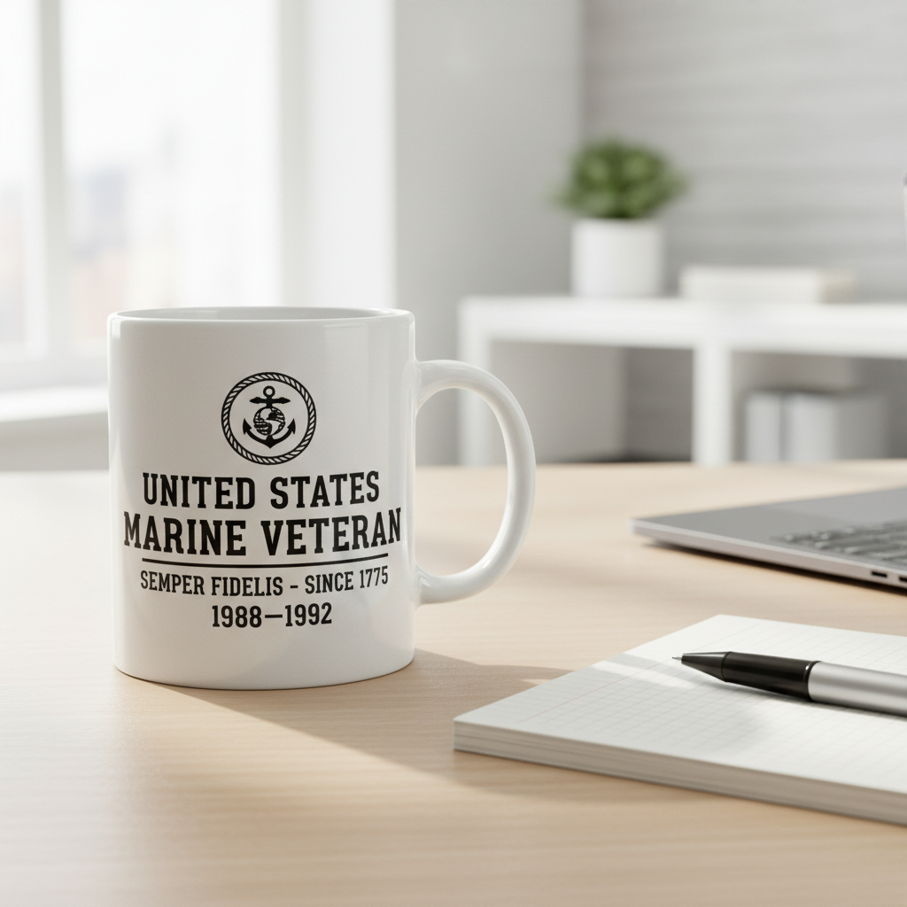 Personalized USMC Rope EGA Mug - Custom "Forged In Battle" Marine Cup - America 250 Veteran Gift