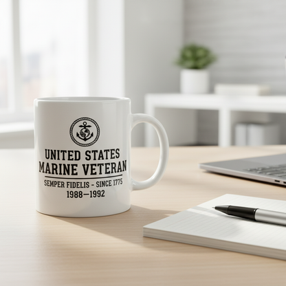 Personalized USMC Rope EGA Mug - Custom "Forged In Battle" Marine Cup - America 250 Veteran Gift