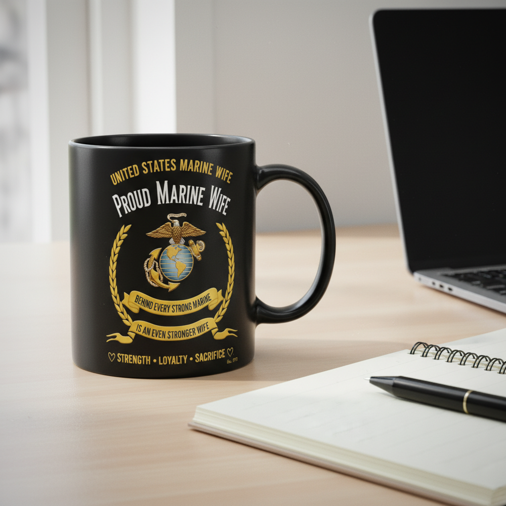 Personalized Proud Marine Wife Mug - Custom "Stronger Wife" Spouse Cup - America 250 Military Gift