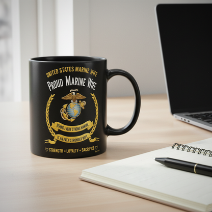 Personalized Proud Marine Wife Mug - Custom "Stronger Wife" Spouse Cup - America 250 Military Gift