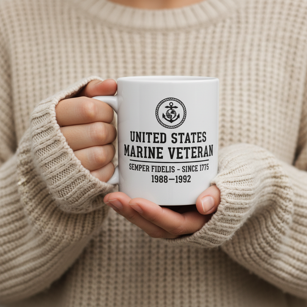 Personalized USMC Rope EGA Mug - Custom "Forged In Battle" Marine Cup - America 250 Veteran Gift