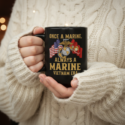 Personalized USMC "Always A Marine" Mug - Custom Crossed Flags EGA Cup - Vietnam Era Veteran Gift